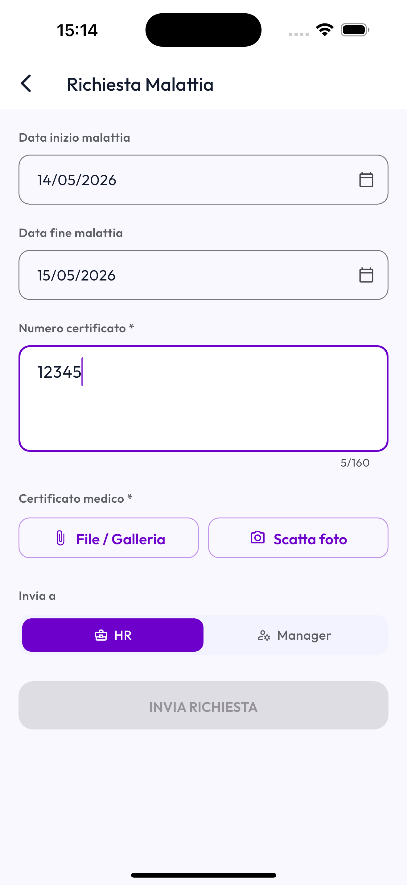 Richiedi un permesso direttamente da App